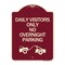 Signmission Day Visitors No Overnight Parking W/ Graphic Heavy-Gauge Aluminum Sign, 24" x 18", BU-1824-24196 A-DES-BU-1824-24196 - alternate 1